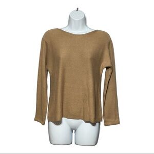 J.Jill Women’s Petite Boat Neck Sweater XSP Cotton Blend Knit Tan/Camel
